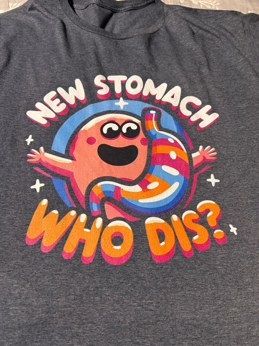 Heather Blue short sleeve tee Bariatric humor